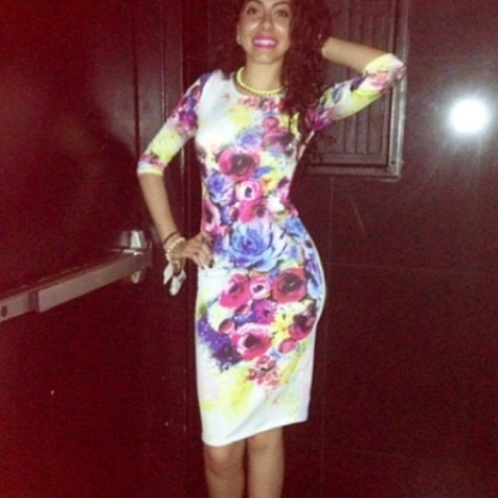 Colorful floral midi dress